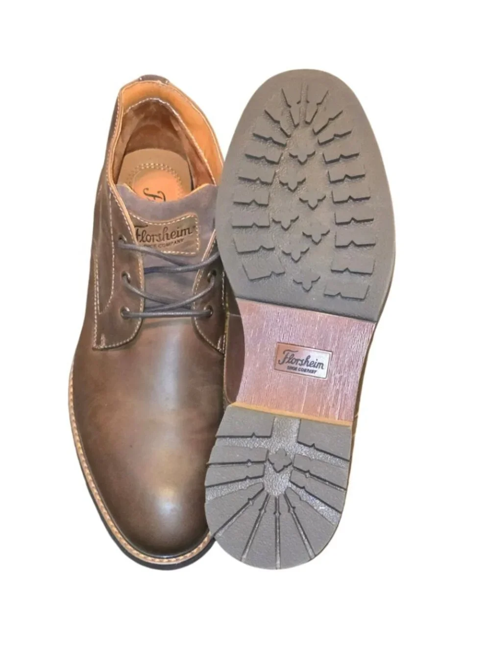 Florsheim Mens Lace-Up Leather Brown Chukka Boots Ortholite Size 10.5M CM2373